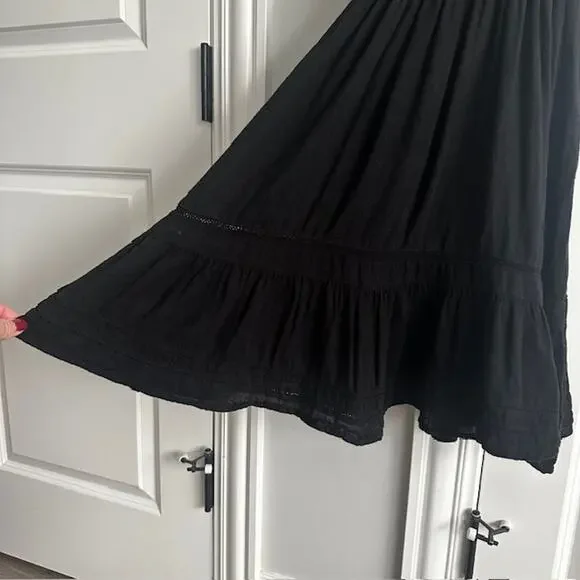 Rails Tara Black Lace Detail Mini Flutter Sleeve Linen Blend Dress Large - Picture 4 of 11